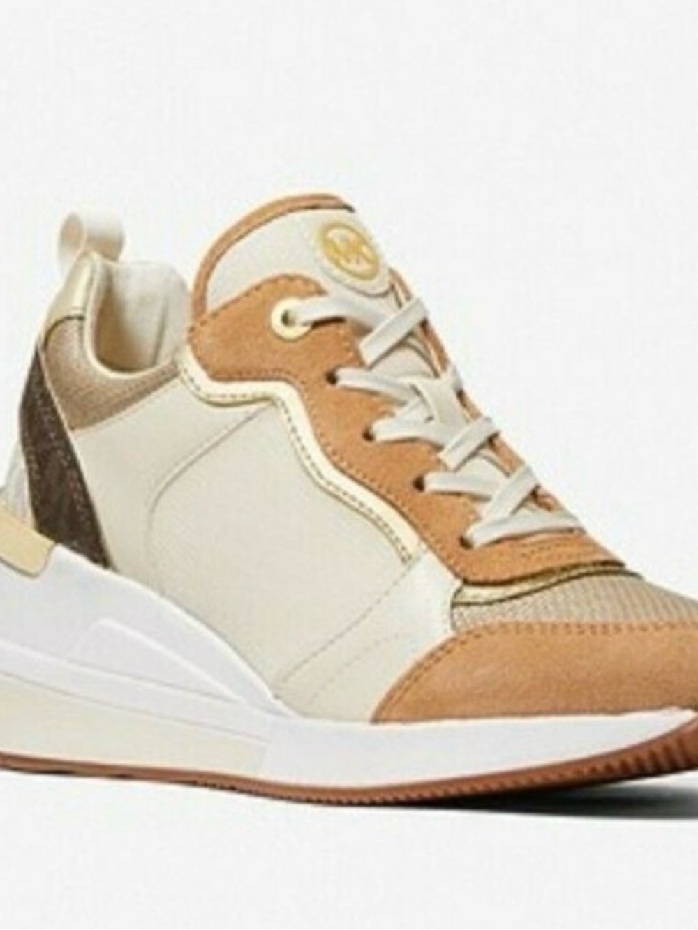 Michael Kors Cream & Tan Platform Lace-Up Sneaker